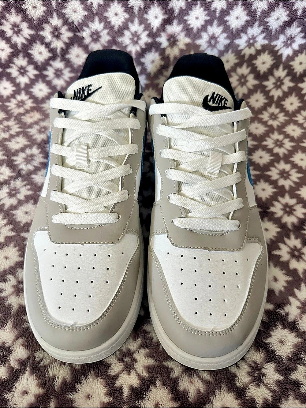 Nike Court Vision Low Sneakers in White & Blue